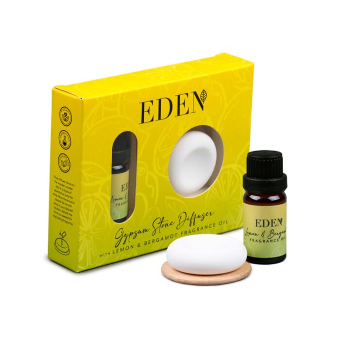 Set Diffusore di Aromi in Gesso e Olio Profumato - Limone e Bergamotto - Eden