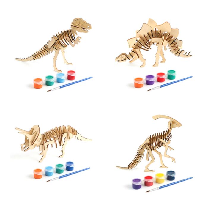 Decorazione puzzle fai da te da dipingere - Scheletro di dinosauro