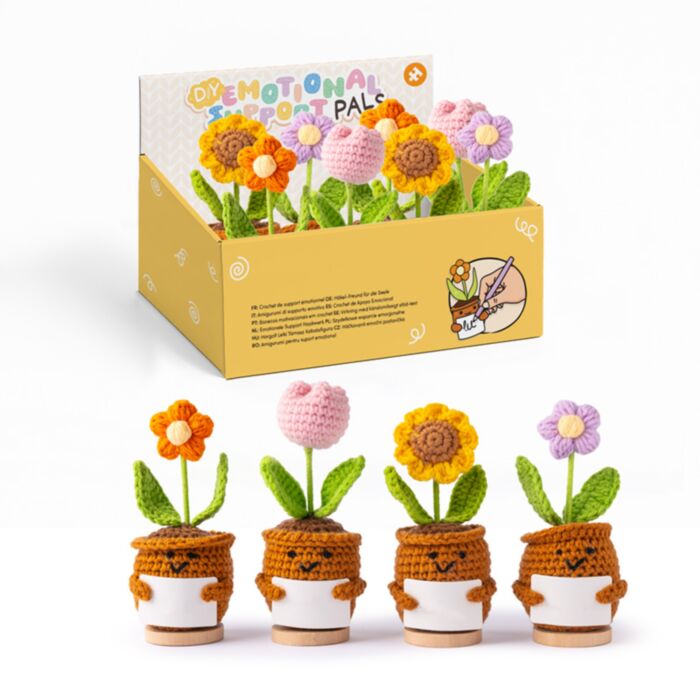 Figura all'Uncinetto - Vaso di Fiori - Cartoncino Bianco