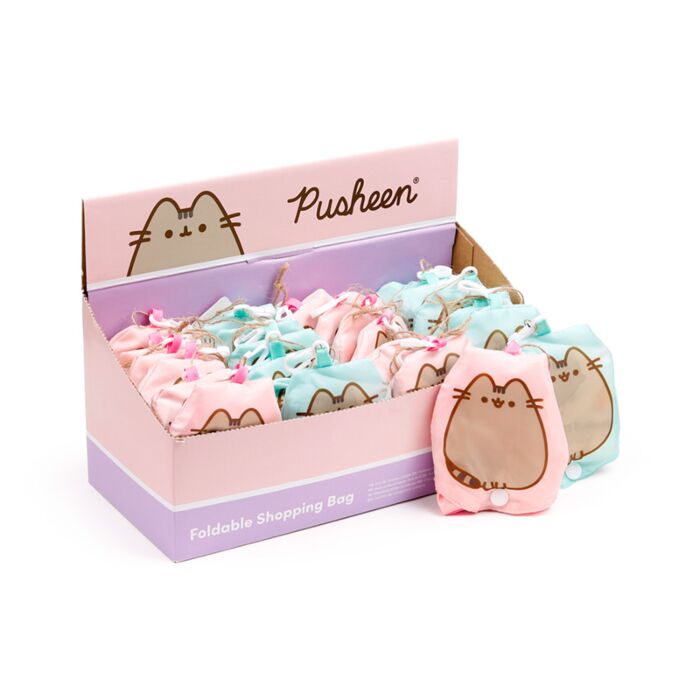 Borsa Pieghevole in Poliestere - Cuori & Stelle - Pusheen il Gatto