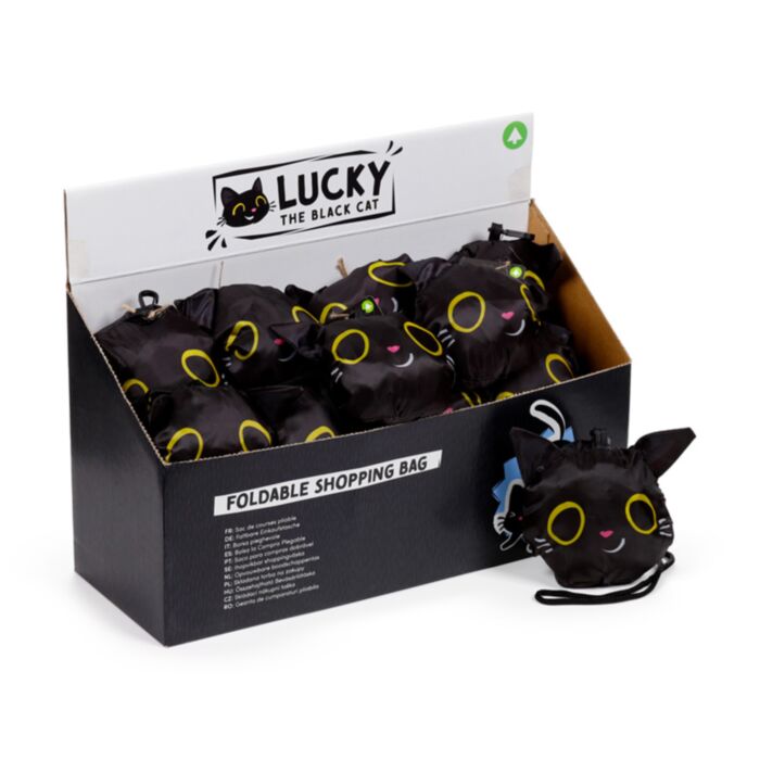 Borsa Pieghevole in Poliestere - Lucky il Gatto Nero