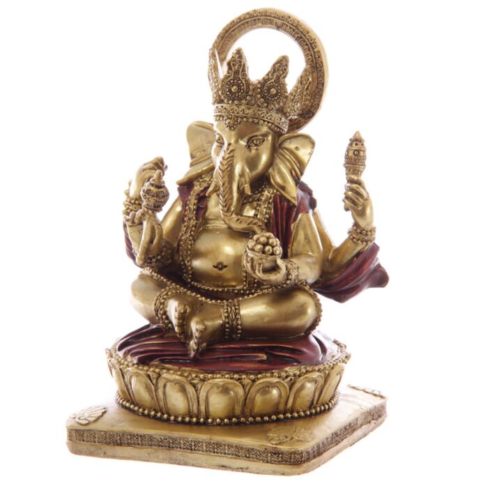 Miniatura in resina - Ganesh Oro e Rosso - 14cm