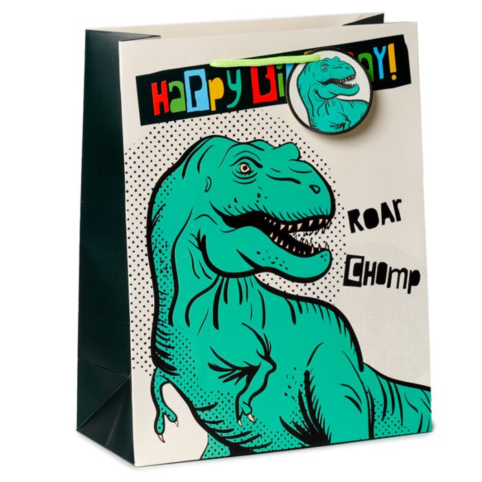 Busta Regalo - Happy Birthday - Dinosauro - Dinosauria - L