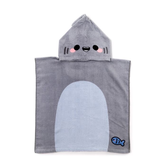 Poncho con Cappuccio per Bambini - Archie, lo Squalo - Animali Dolci