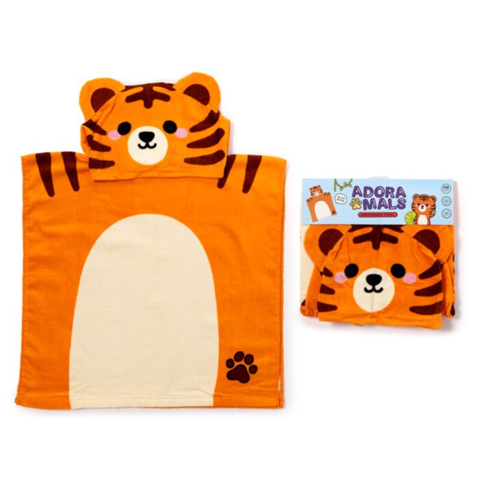Poncho con Cappuccio per Bambini - Alfie la Tiger - Animali Dolci ADORAMALS