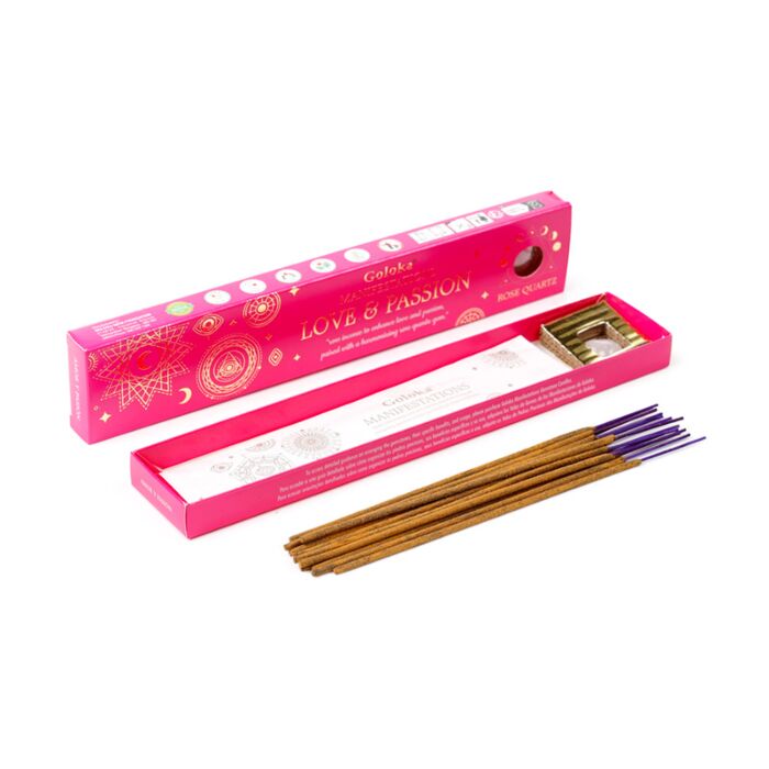 Set di Incensi e Pietre Energetiche - Rosa Passione & Quarzo Rosa - Goloka 