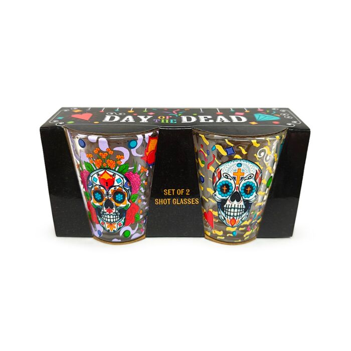 Set di 2 Bicchierini Shot (50ml) - Teschio Messicano - Day of the Dead