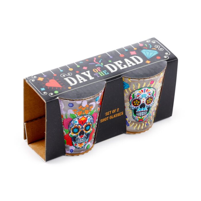 Set di 2 Bicchierini Shot (50ml) - Teschio Messicano - Day of the Dead