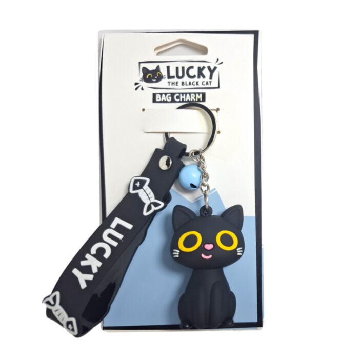 Portachiavi con Ciondolo 3D per Borsa - Lucky il Gatto Nero