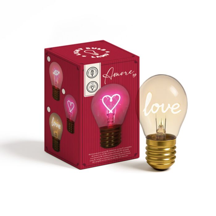 Lampada Decorativa a LED - Amore - Cuore e Scritta “Love”