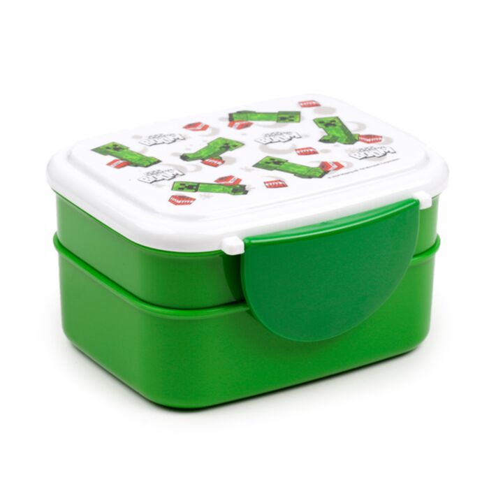 Porta Pranzo Bento con Posate e Chiusura a Clip - Creeper e TNT - Minecraft