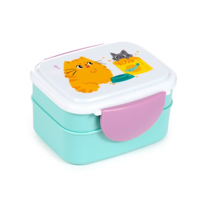 Porta Pranzo Bento con Posate e Chiusura a Clip - Gatti Beans & Co