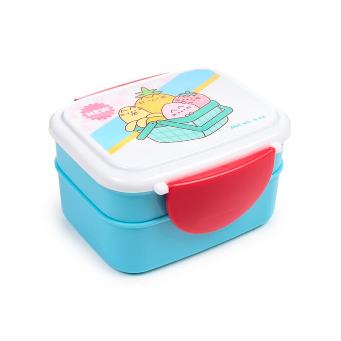 Porta Pranzo Bento con Posate e Chiusura a Clip - Pusheen il Gatto - Frutta