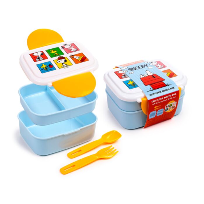 Porta Pranzo Bento con Posate e Chiusura a Clip - Snoopy & Woodstock PEANUTS