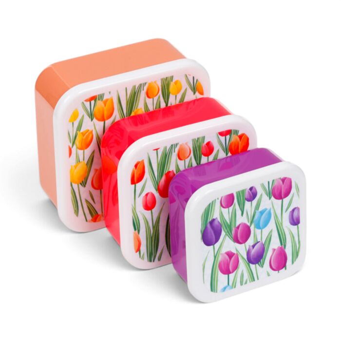 Set di 3 Contenitori per Alimenti S/M/L - Tulipani