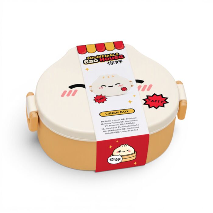 Portapranzo bento sagomato a forma di bao con chiusura a clip - Foodiemals Bao House