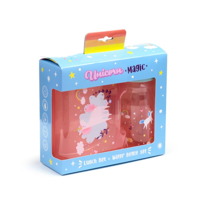 Set Merenda (Contenitore per Alimenti & Borraccia) - Unicorno