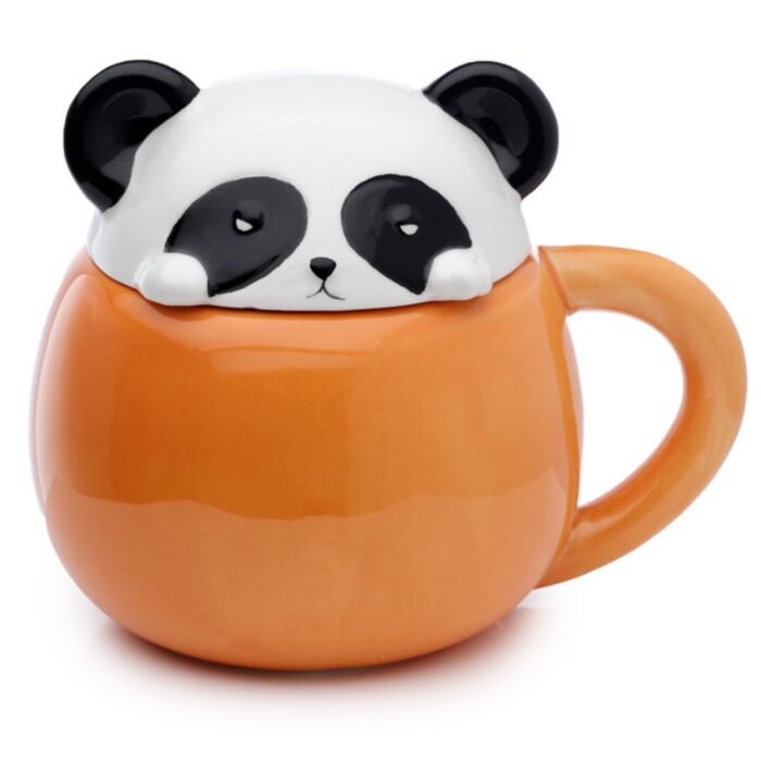 Tazza in Ceramica con Coperchio Sagomato - Panda - Animali Dolci ADORAMALS