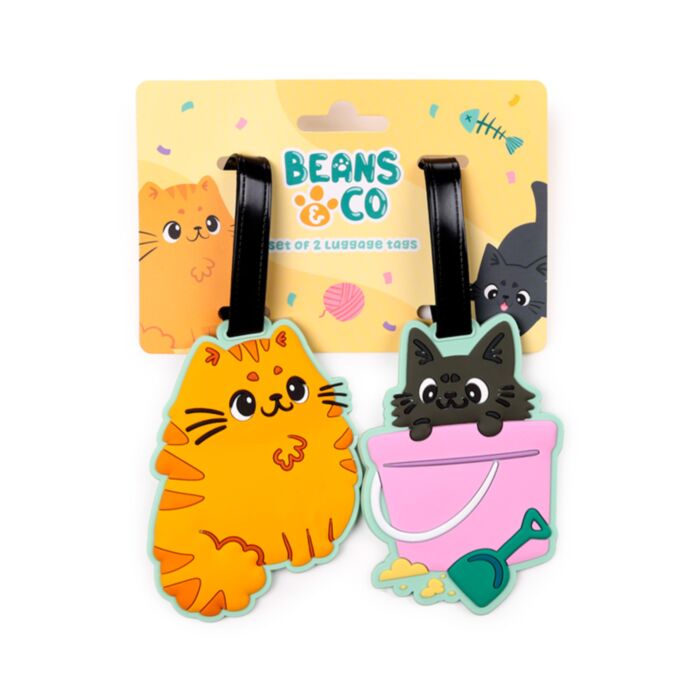 Set di 2 Etichette per Bagagli in PVC - Gatti Beans & Co