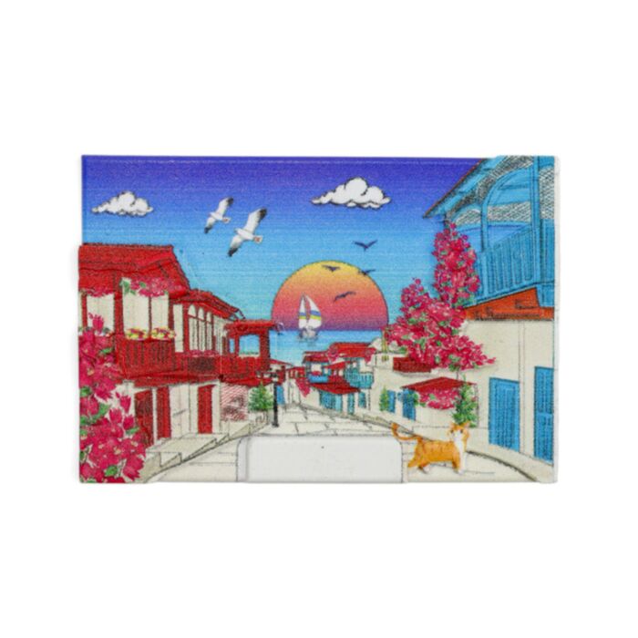 Magnete souvenir marino - Scena di strada al tramonto