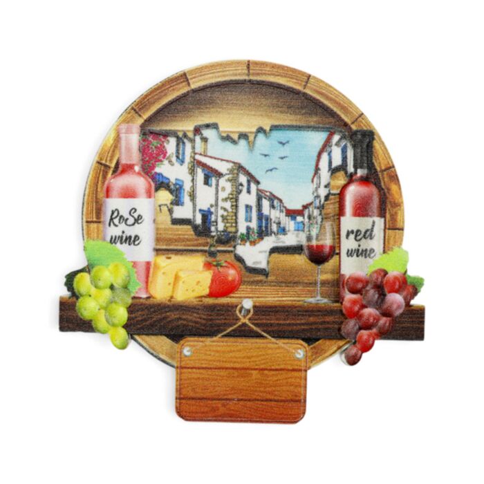 Magnete souvenir marino - Vino e formaggio