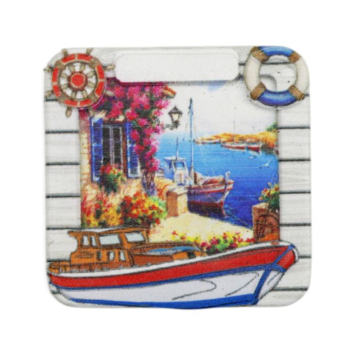 Magnete souvenir marino - Finestra nautica con vista sul porto