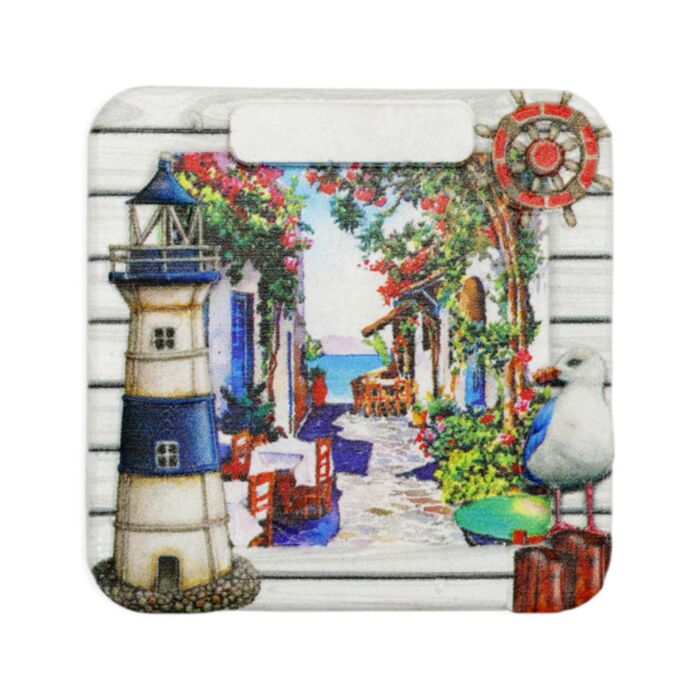 Magnete souvenir marino - Finestra nautica con faro e gabbiano