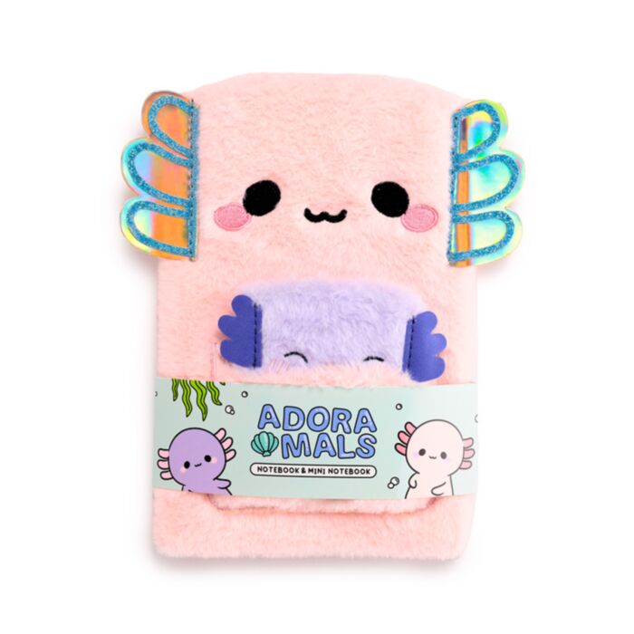 Quaderno A5 con Peluche e Mini Memo - Maddie l'Axolotl - Animali Dolci ADORAMALS