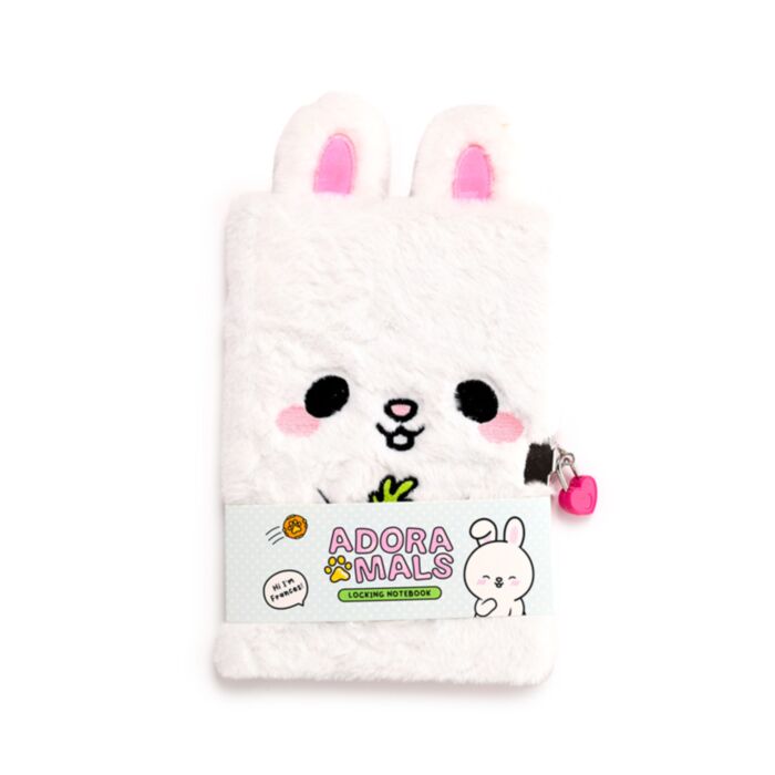 Quaderno A5 con Peluche e Lucchetto - Coniglio Frances - Animali Dolci ADORAMALS
