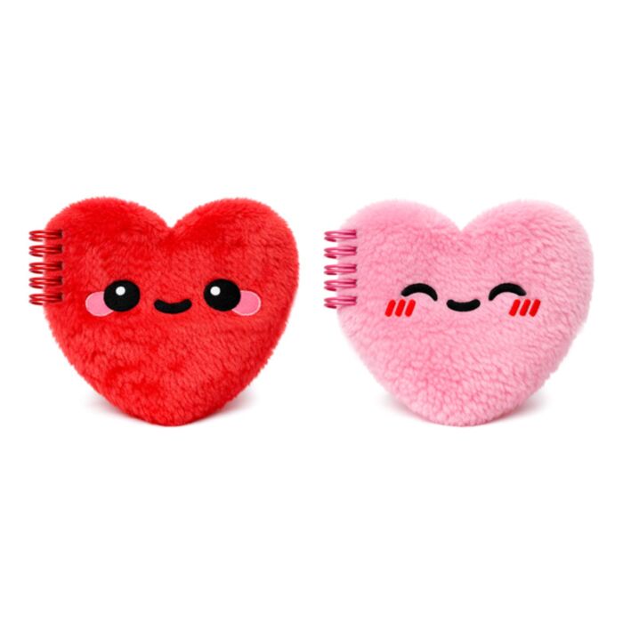 Mini quaderno in peluche a forma di cuore rosa e rosso - J'Adoramals