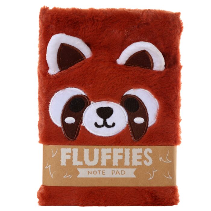 Memo con Copertina in Peluche - Panda Rosso - Animali Dolci - Formato A5