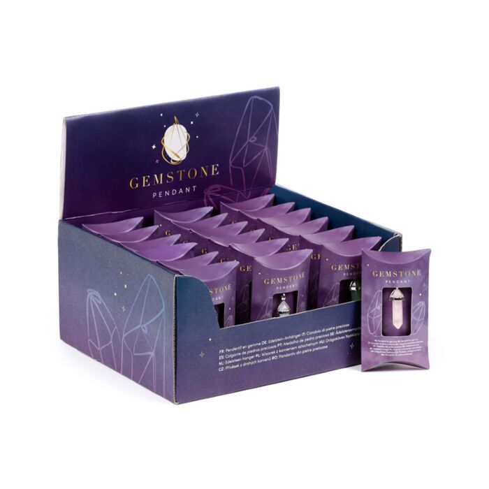 Pendente a Forma Esagonale Allungata con Pietra Curativa