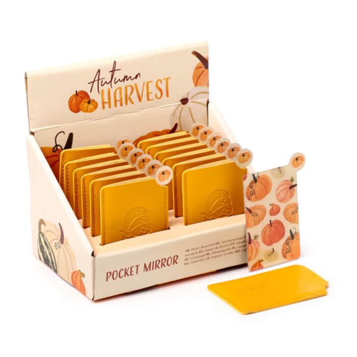 Specchietto da Borsa in Finta Pelle, con Custodia - Zucca AUTUMN HARVEST