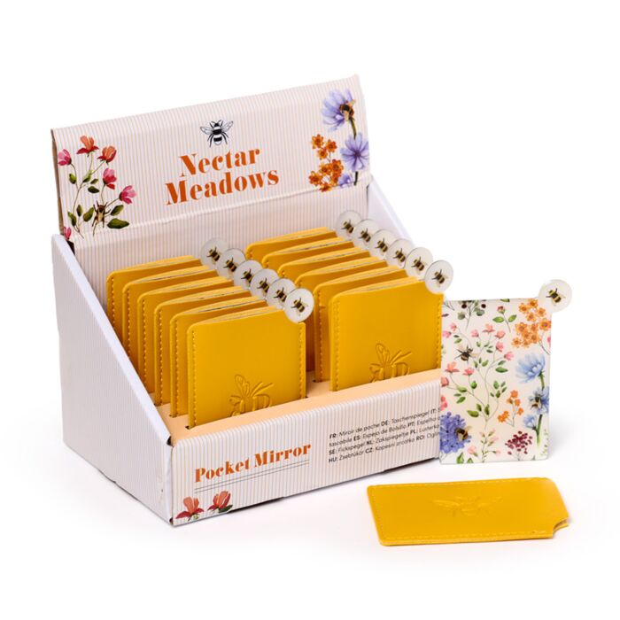 Specchietto da Borsa in Finta Pelle, con Custodia - Api - Meadows