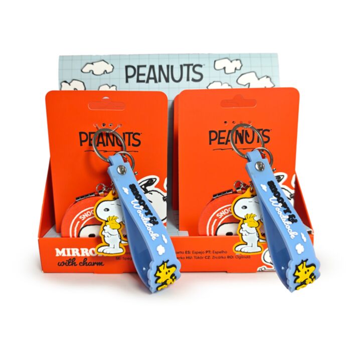 Portachiavi con specchietto compatto e ciondolo per borsa - QuirKeys Peanuts Snoopy e Woodstock