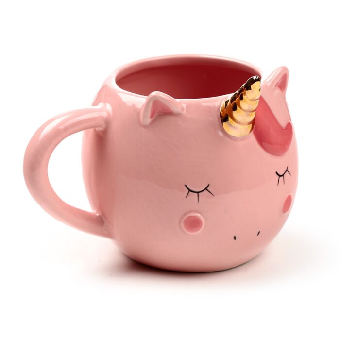 Tazza in Ceramica a Forma di Unicorno - Rosa - Arcobaleno Incantato