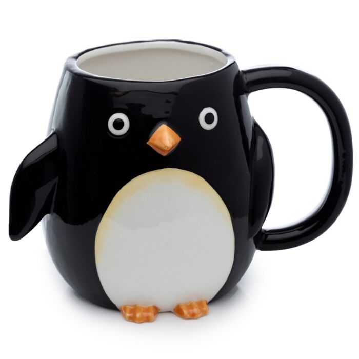 Tazza in Ceramica con Manico a Forma di Pinguino