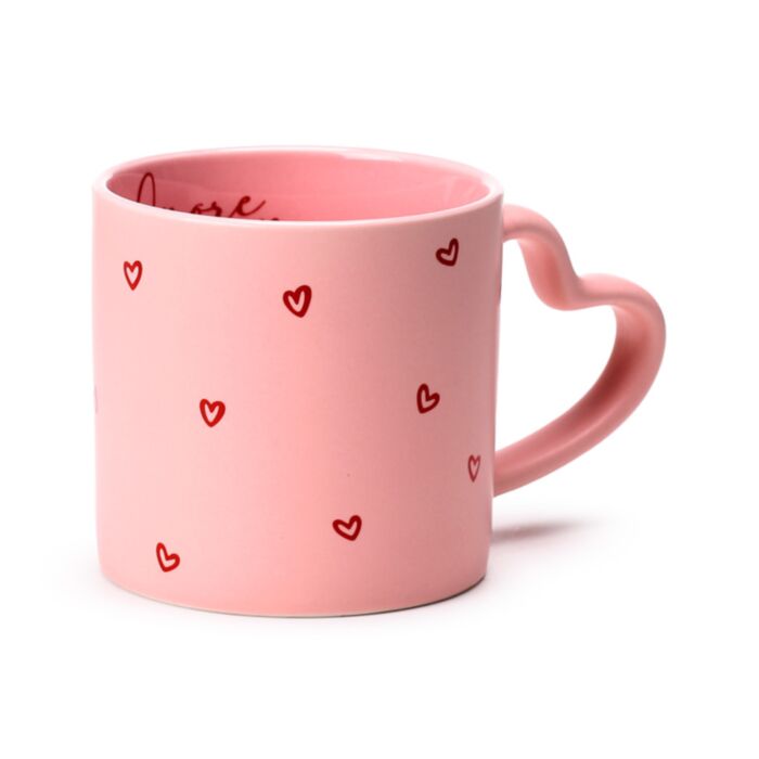 Tazza in Porcellana con Manico a Forma di Cuore - Cuori - Amore