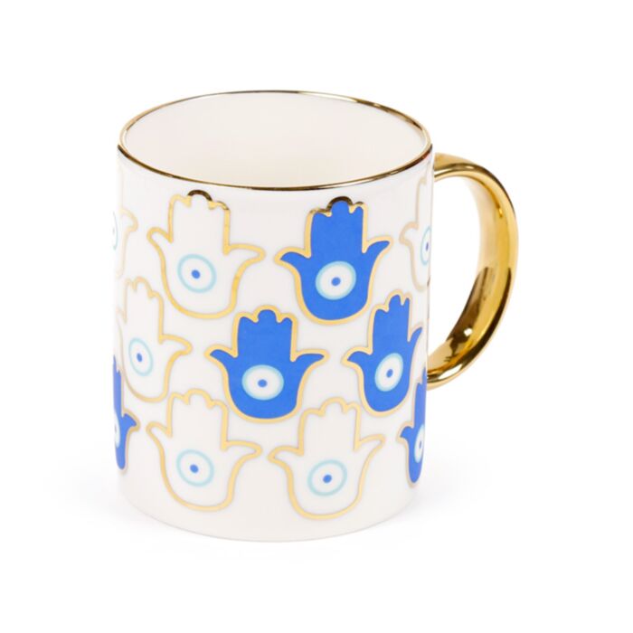 Tazza in Porcellana - Mani con Occhio Greco -  Evil Eye