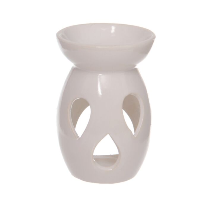 Brucia Essenze in Ceramica con ritagli a forma di goccia - Bianco