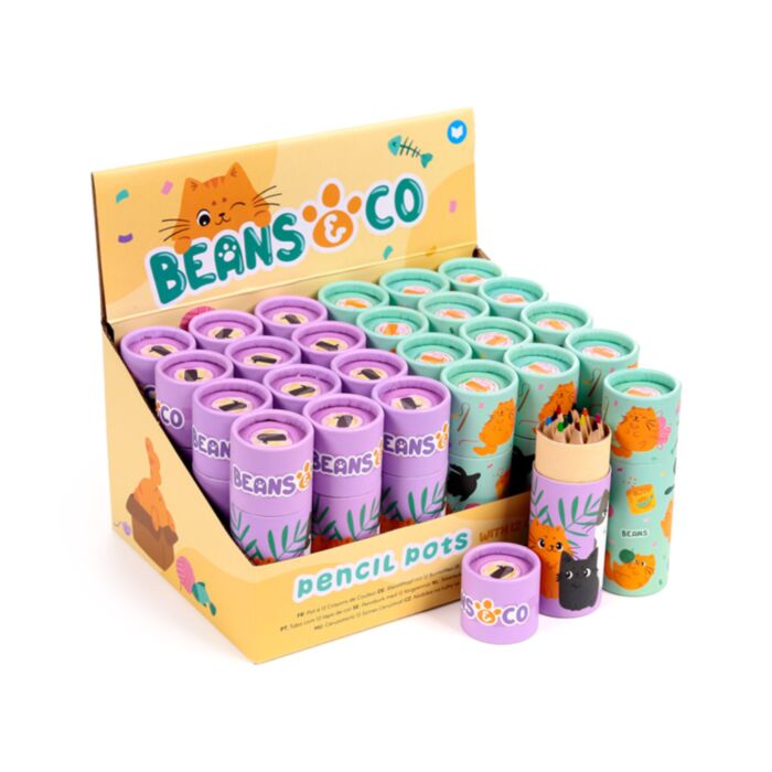 Tubo con Matite Colorate - 12 pezzi - Gatti Beans & Co