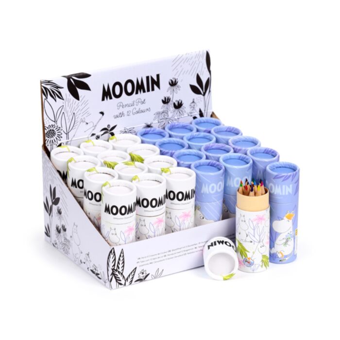 Tubo con Matite Colorate - 12 Pezzi - Moomin - Design Tammi