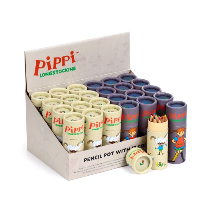 Tubo con Matite Colorate - 12 Pezzi - Pippi Calzelunghe