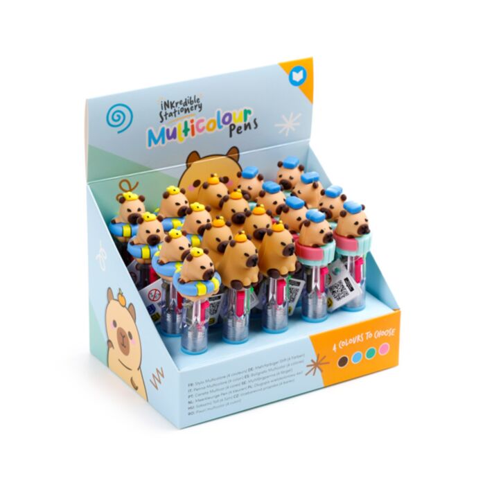 Penna Multicolore con Topper Capibara (4 Colori)