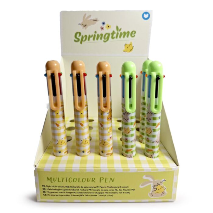 Penna multicolore a 6 colori - Coniglietto e pulcino primaverili
