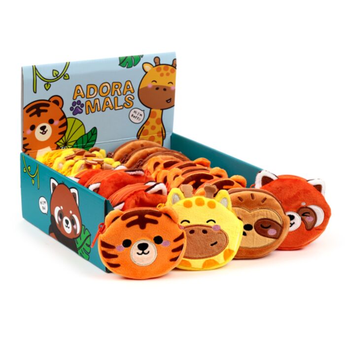 Mini Portamonete con Rivestimento in Peluche - Animali Dolci dello Zoo ADORAMALS