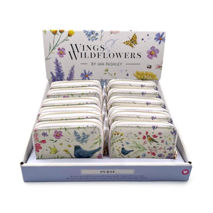 Portafoglio Piccolo con Zip - Uccelli&Fiori Selvatici - Wings&Wildflowers JAN PASHLEY