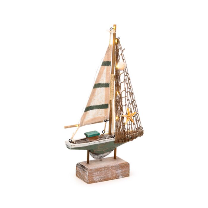 Decorazione Nautica con LED - Barca a Vela con Conchiglie