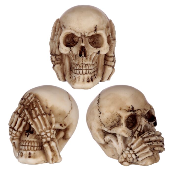 Set di 3 Mini Teschi - Non Vedo Non Sento Non Parlo