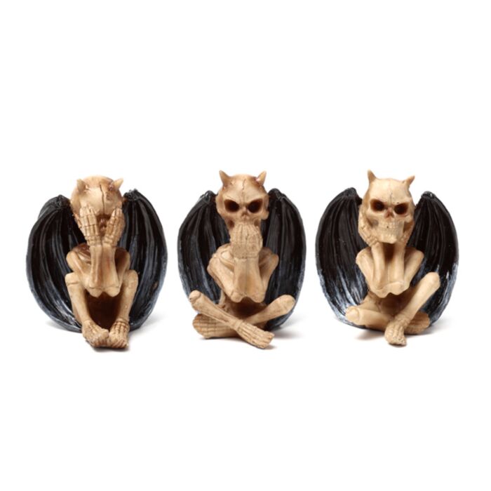 Set di 3 Demoni - Non Vedo Non Sento Non Parlo - Nera Mietitrice